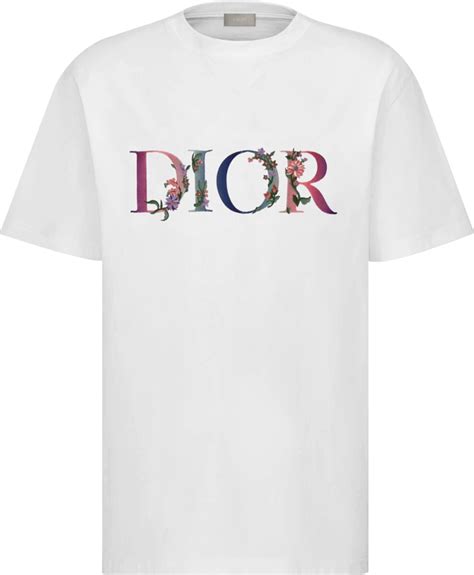 white dior t shirt flowers|christian dior t shirt price.